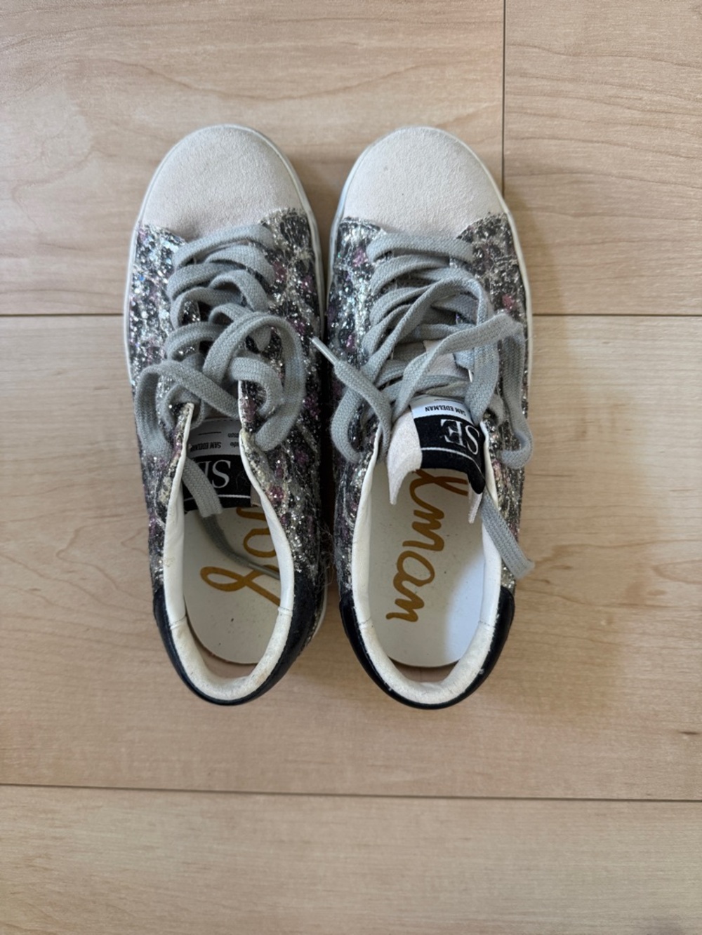 Sam Edelman girls Gray Glitter Low-Top Sneakers